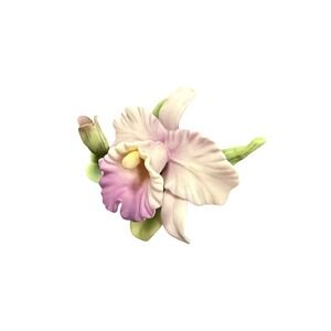 Meico Orchid Figurine Unisex OS Purple Handmade Porcelain Floral Decor